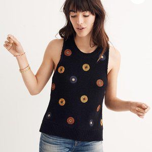 Madewell Navy Embroidered Knit Tank